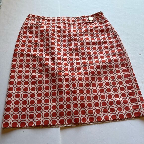 Ann Taylor Petites Orange/White Geometric Patterned Skirt Size 6P Midi Lined - Picture 1 of 7